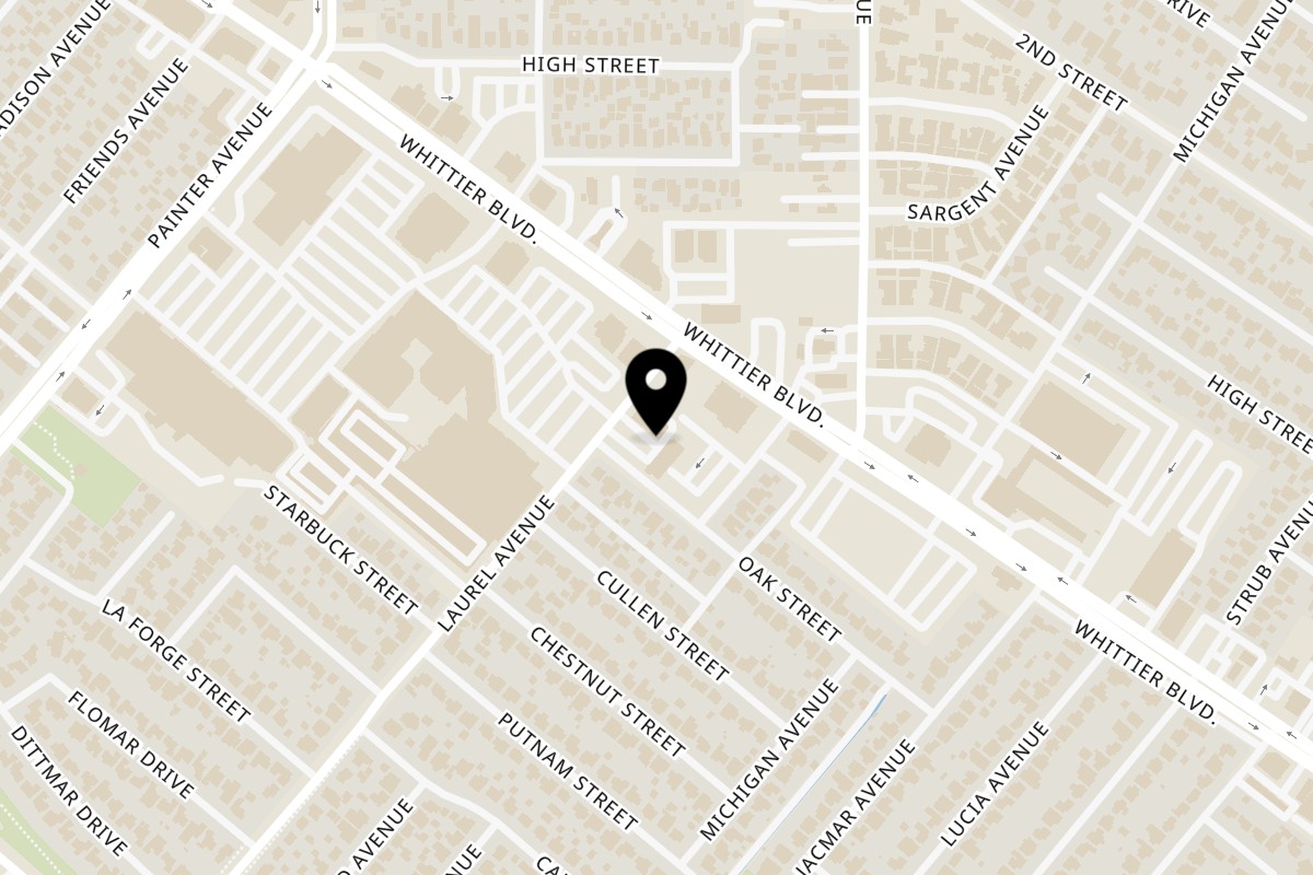 Map showing the location of Phở Whittier on 8426 Laurel Ave D in Whittier